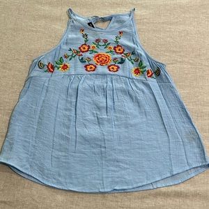 Girls Sleeveless Summer Embroidered Top